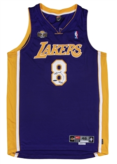 2000-01 Kobe Bryant Signed Los Angeles Lakers Purple Road Jersey With "Back 2 Back" Champions Patch – LE 52/108 (UDA COA)